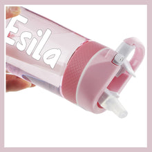 Lade das Bild in den Galerie-Viewer, Lilafee Kinder Wasserflasche mit Strohhalm, Personaliserbar, BPA-frei