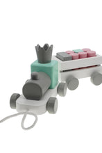 Lade das Bild in den Galerie-Viewer, Holzeisenbahn "Pastel" mit Bausteinen (Personalisiert)