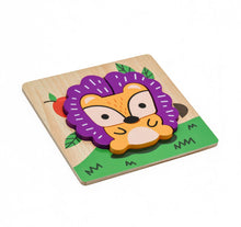 Lade das Bild in den Galerie-Viewer, 3D Holzpuzzle Tiere – Montessori Spielzeug für Kinder ab 2 Jahren, Schnecke, Papagei, Krokodil & mehr