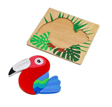 Lade das Bild in den Galerie-Viewer, 3D Holzpuzzle Tiere – Montessori Spielzeug für Kinder ab 2 Jahren, Schnecke, Papagei, Krokodil & mehr