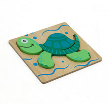 Lade das Bild in den Galerie-Viewer, 3D Holzpuzzle Tiere – Montessori Spielzeug für Kinder ab 2 Jahren, Schnecke, Papagei, Krokodil & mehr