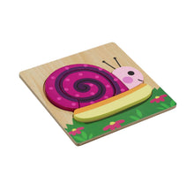 Lade das Bild in den Galerie-Viewer, 3D Holzpuzzle Tiere – Montessori Spielzeug für Kinder ab 2 Jahren, Schnecke, Papagei, Krokodil & mehr
