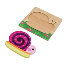Lade das Bild in den Galerie-Viewer, 3D Holzpuzzle Tiere – Montessori Spielzeug für Kinder ab 2 Jahren, Schnecke, Papagei, Krokodil & mehr