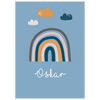Personalisierter Kinderteppich mit Regenbogen und Name Oskar – waschbar und rutschfest