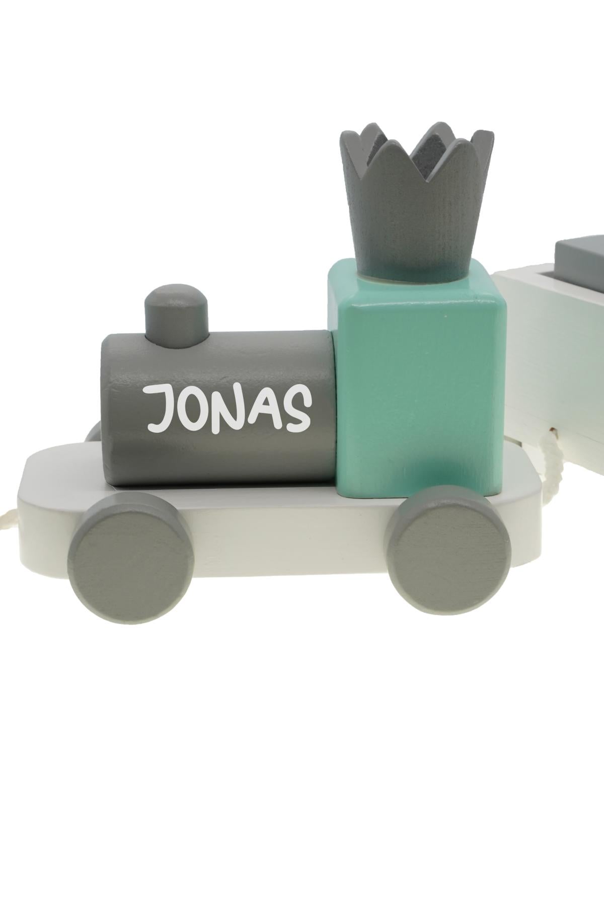 Holzeisenbahn "Pastel" mit Bausteinen (Personalisiert)