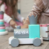 Holzeisenbahn "Pastel" mit Bausteinen (Personalisiert)