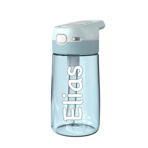 Lilafee Kinder Wasserflasche mit Strohhalm, Personaliserbar, BPA-frei