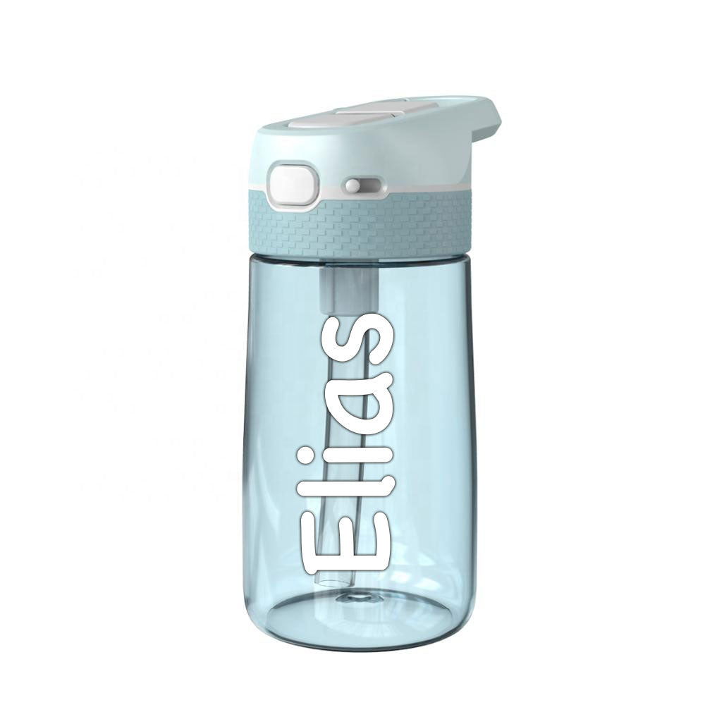 Lilafee Kinder Wasserflasche mit Strohhalm, Personaliserbar, BPA-frei