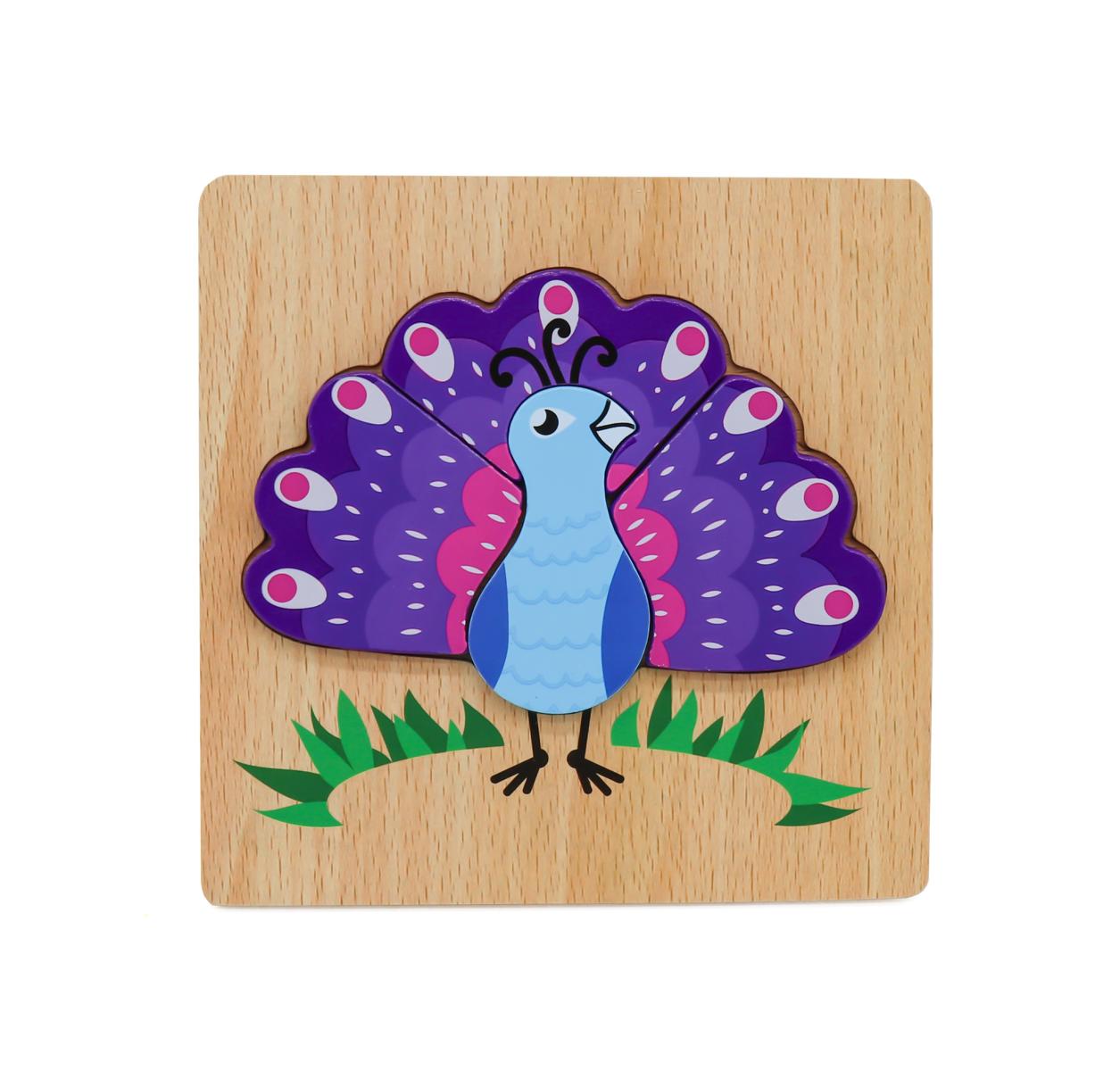 3D Holzpuzzle Tiere – Montessori Spielzeug für Kinder ab 2 Jahren, Schnecke, Papagei, Krokodil & mehr