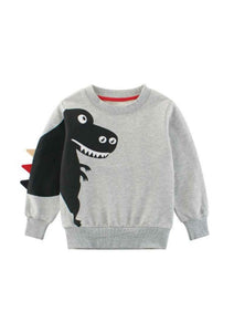 Dino Kinder Sweatshirt 100% Baumwolle mit Dinosaurier 4-8 Jahre
