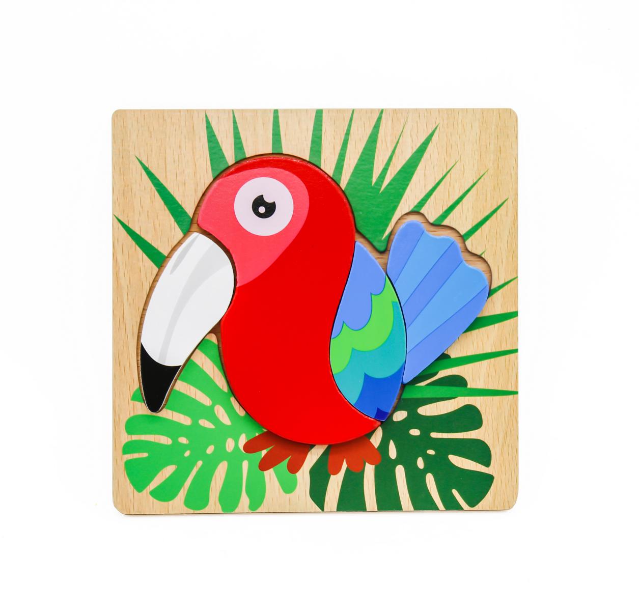 3D Holzpuzzle Tiere – Montessori Spielzeug für Kinder ab 2 Jahren, Schnecke, Papagei, Krokodil & mehr