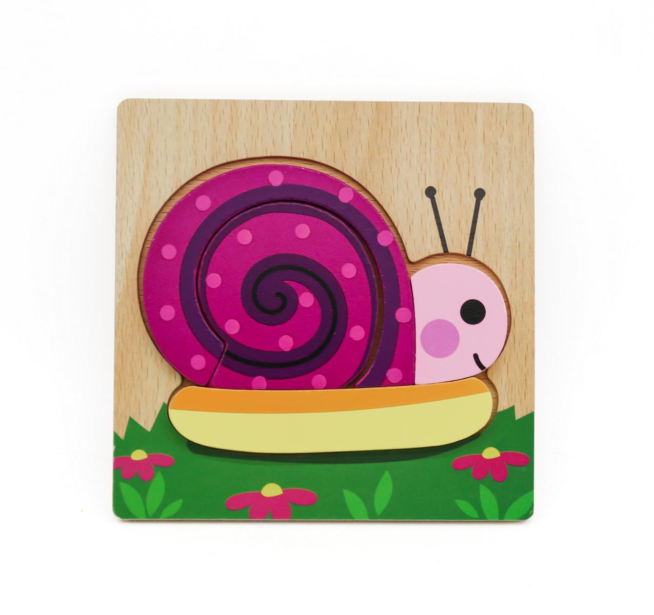 3D Holzpuzzle Tiere – Montessori Spielzeug für Kinder ab 2 Jahren, Schnecke, Papagei, Krokodil & mehr